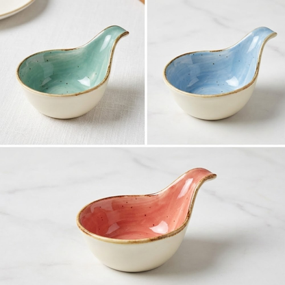 طقم تقديم خشب مع أوعية سيراميك