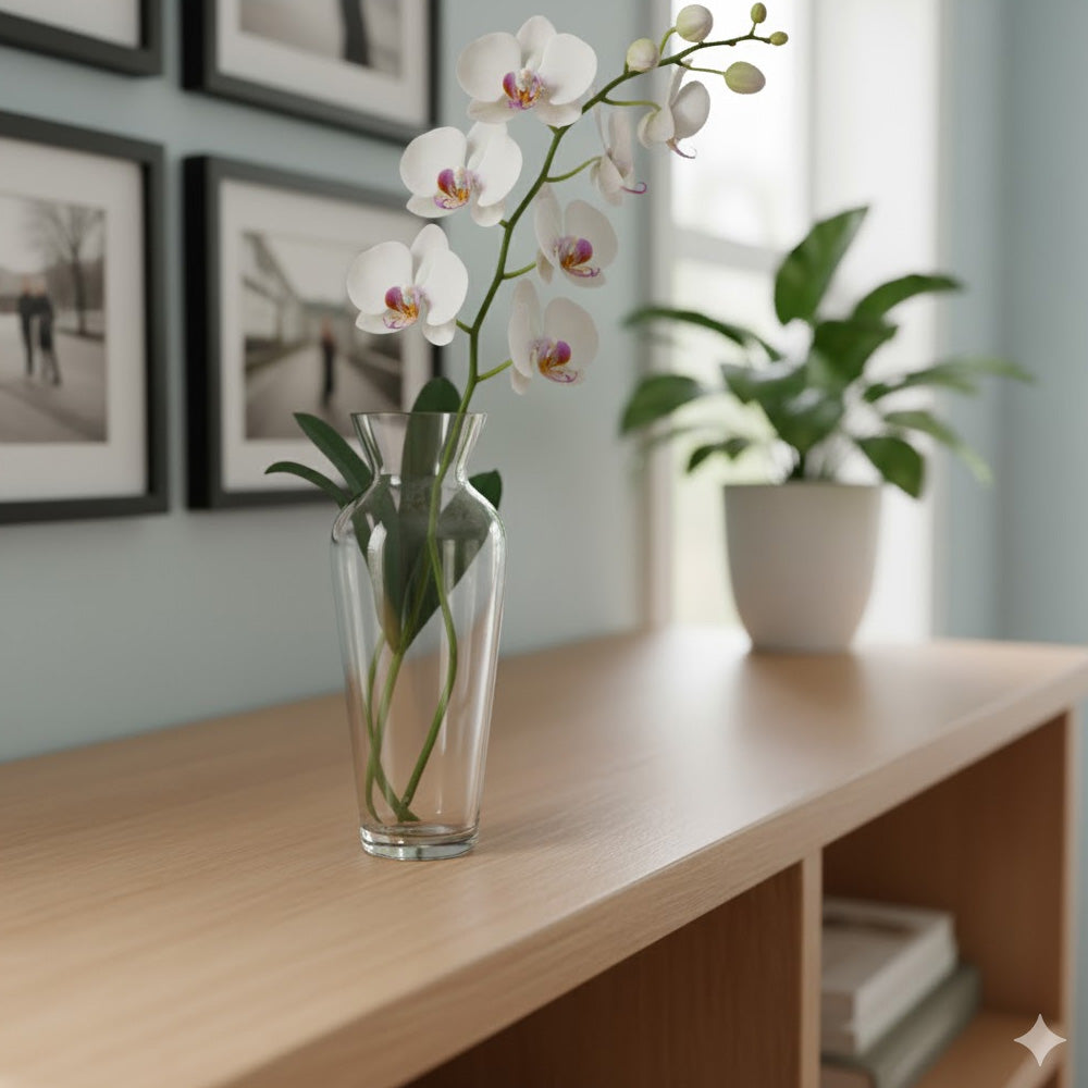 مزهرية زجاجية شفافة