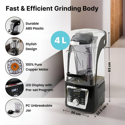 خلاط عالي السرعة العازل للصوت بقوة 2200 واط مع وعاء 4 لتر