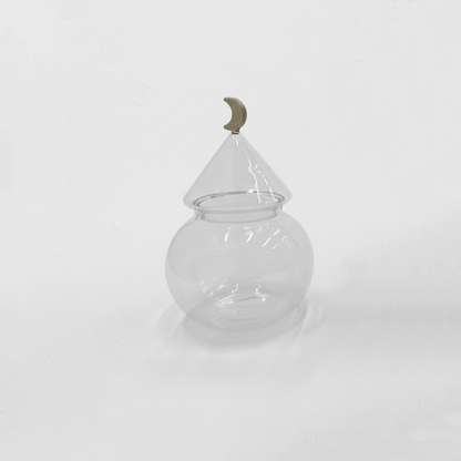 غرشة ضيافة زجاجية بغطاء هلال