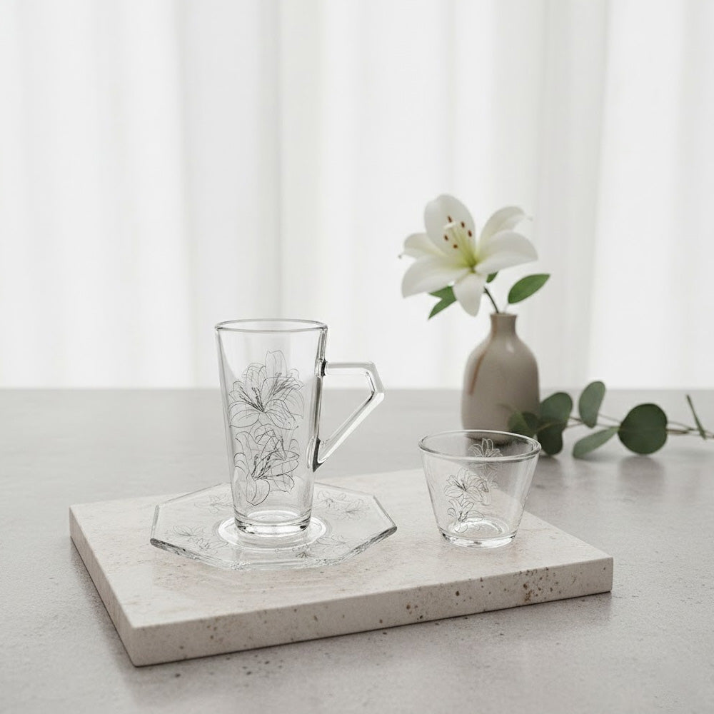 طقم استكانة وفنجان 18قطعة Diva Lady