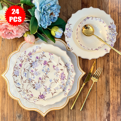 طقم أطباق مائدة فاخر 24 قطعة