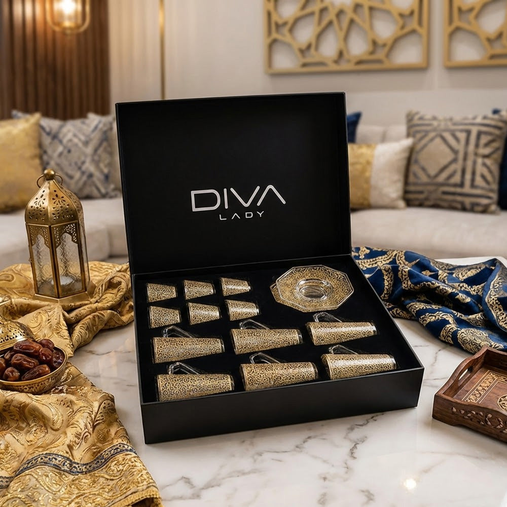 طقم استكانة وفنجان 18قطعة Diva Lady