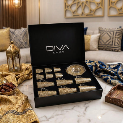 طقم استكانة وفنجان 18قطعة Diva Lady