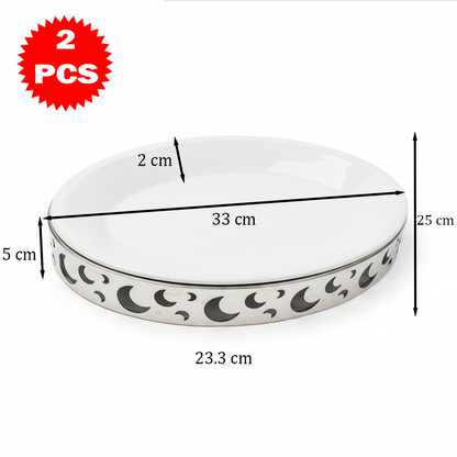 33x25 طبق تقديم صغير سيراميك مع حامل معدني