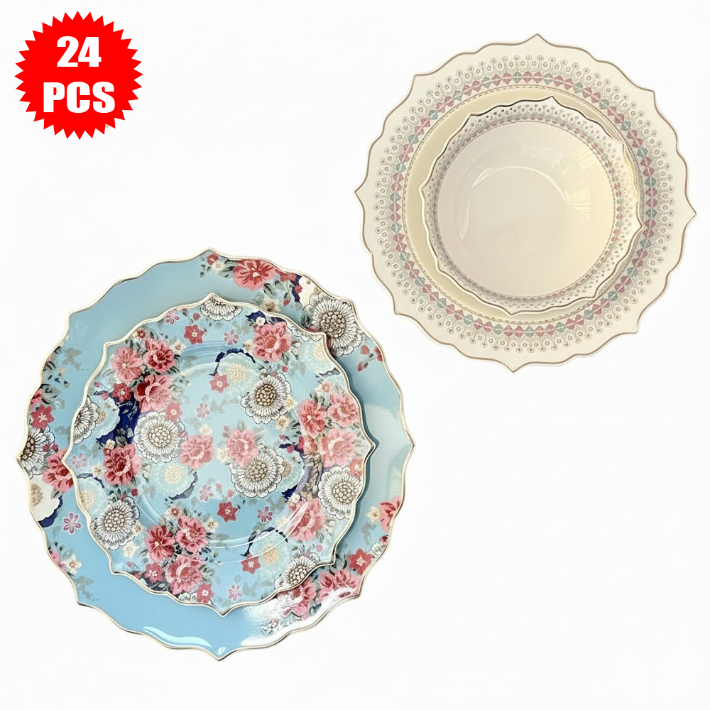 طقم أطباق مائدة فاخر 24 قطعة