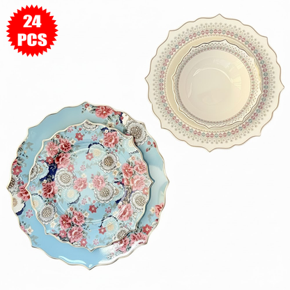 طقم أطباق مائدة فاخر 24 قطعة