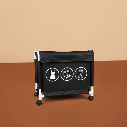 سلة غسيل بعجلات وغطاء