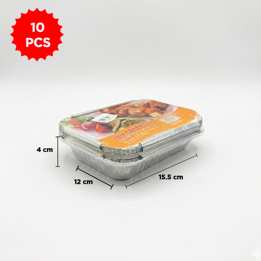 مجموعة علب طعام من رقائق الألومنيوم مع أغطية