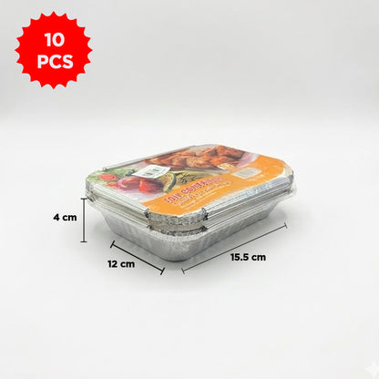 مجموعة علب طعام من رقائق الألومنيوم مع أغطية