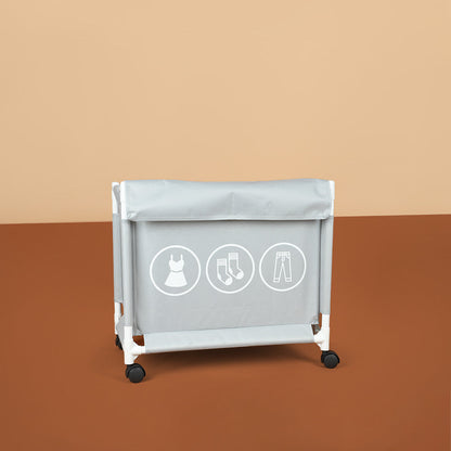 سلة غسيل بعجلات وغطاء