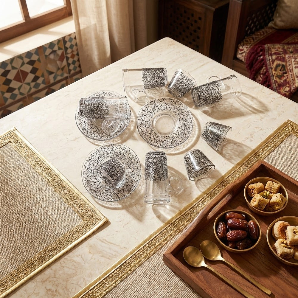 طقم استكانة وفنجان 18 قطعة Alkuwaity Al Awal الكويتي الأول