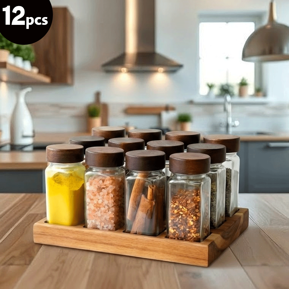 مجموعة توابل زجاجية 12 قطعة