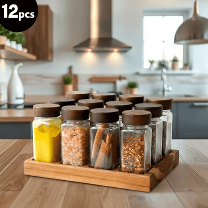مجموعة توابل زجاجية 12 قطعة