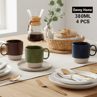 أكواب بورسلين مطبوعة، 4 قطع سعة 450 مل