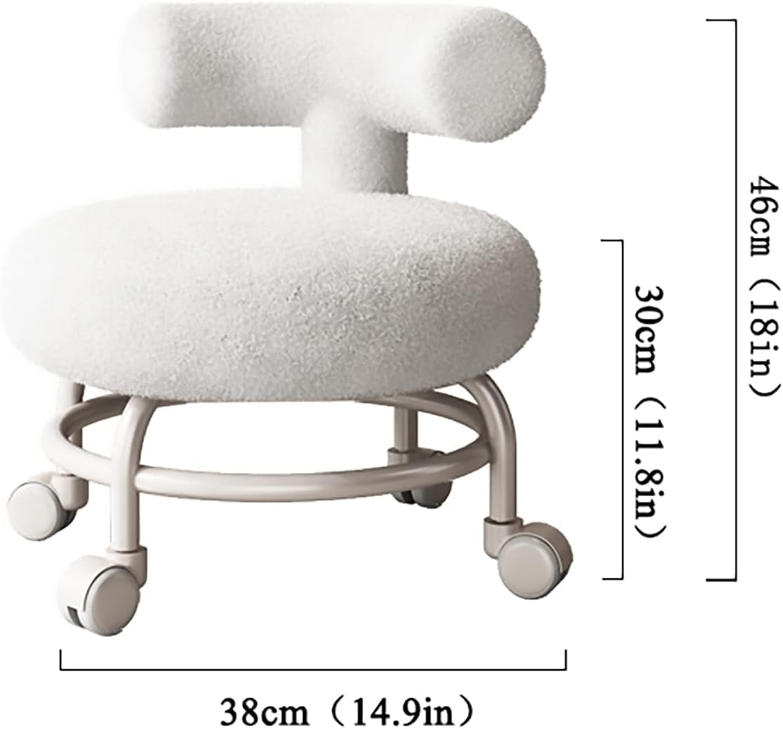 كرسي بتصميم قصير وعجلات من القطيفة