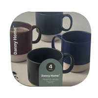 أكواب بورسلين مطبوعة، 4 قطع سعة 450 مل