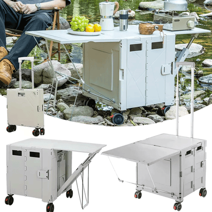عربة مع طاولة تخييم قابلة للطي