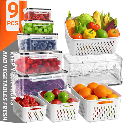 طقم صناديق ثلاجة للتخزين 9 قطعة