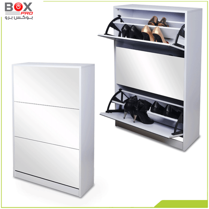 خزانة أحذية مع مرآة 3 طبقات