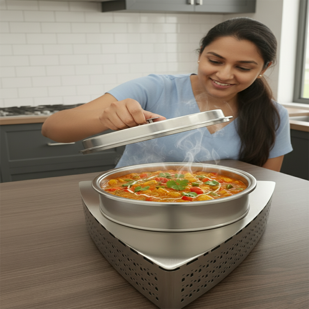 سخان طعام معدني بتصميم هندسي