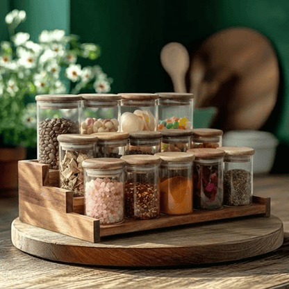 مجموعة توابل زجاجية 14 قطعة