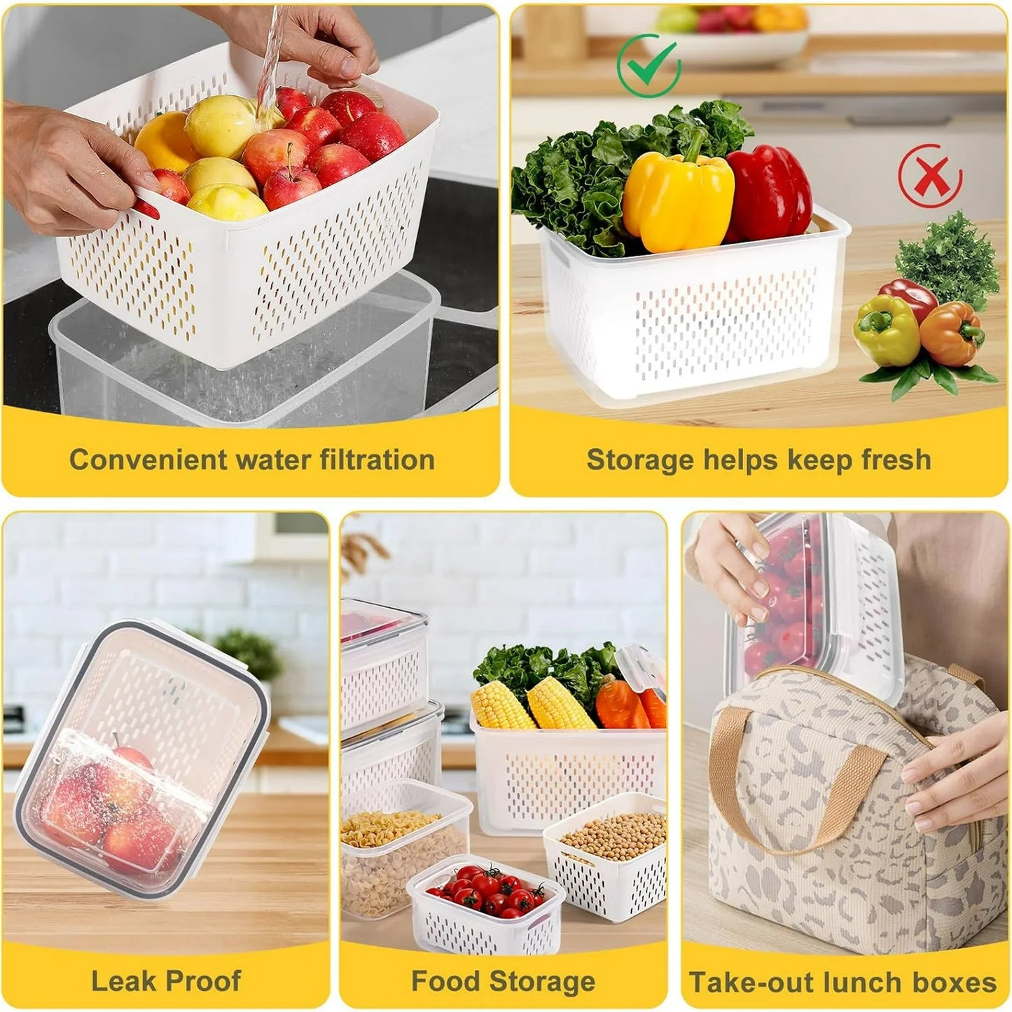 طقم صناديق ثلاجة للتخزين 9 قطعة