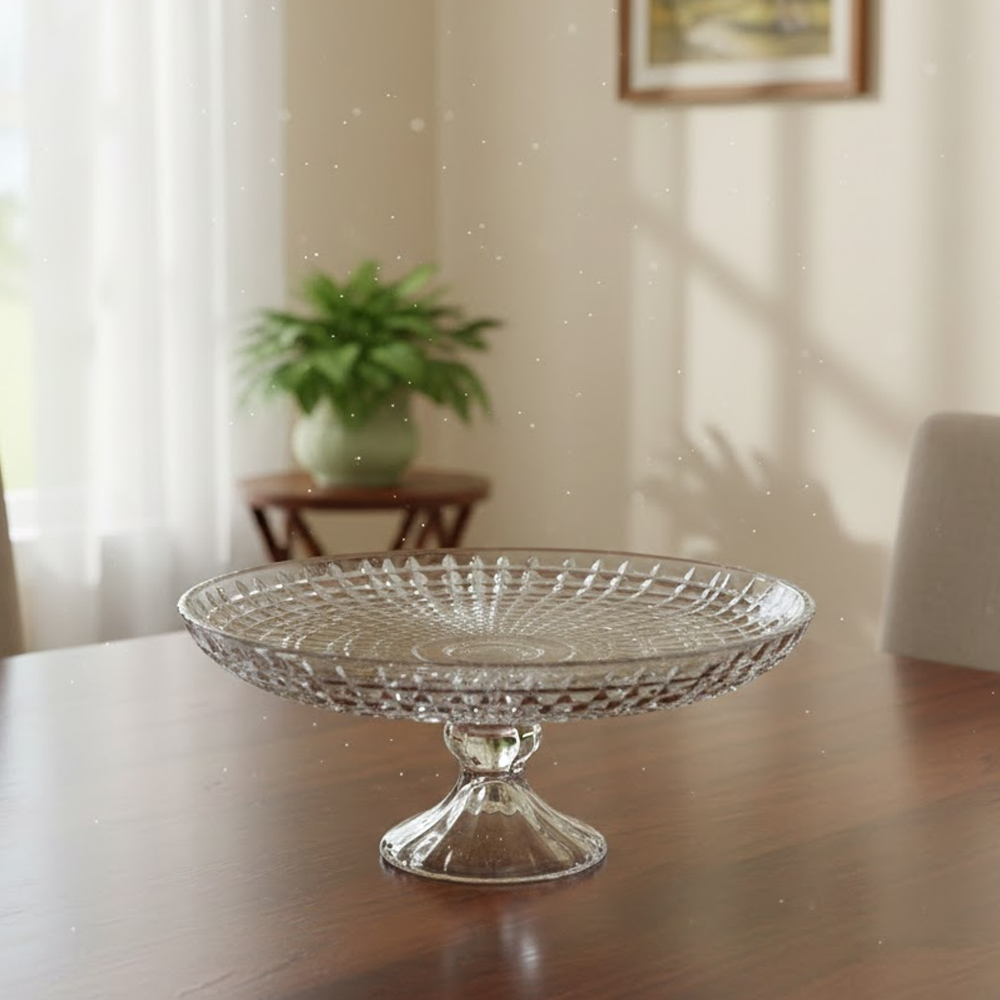 طبق تقديم زجاجي فاخر على قاعدة