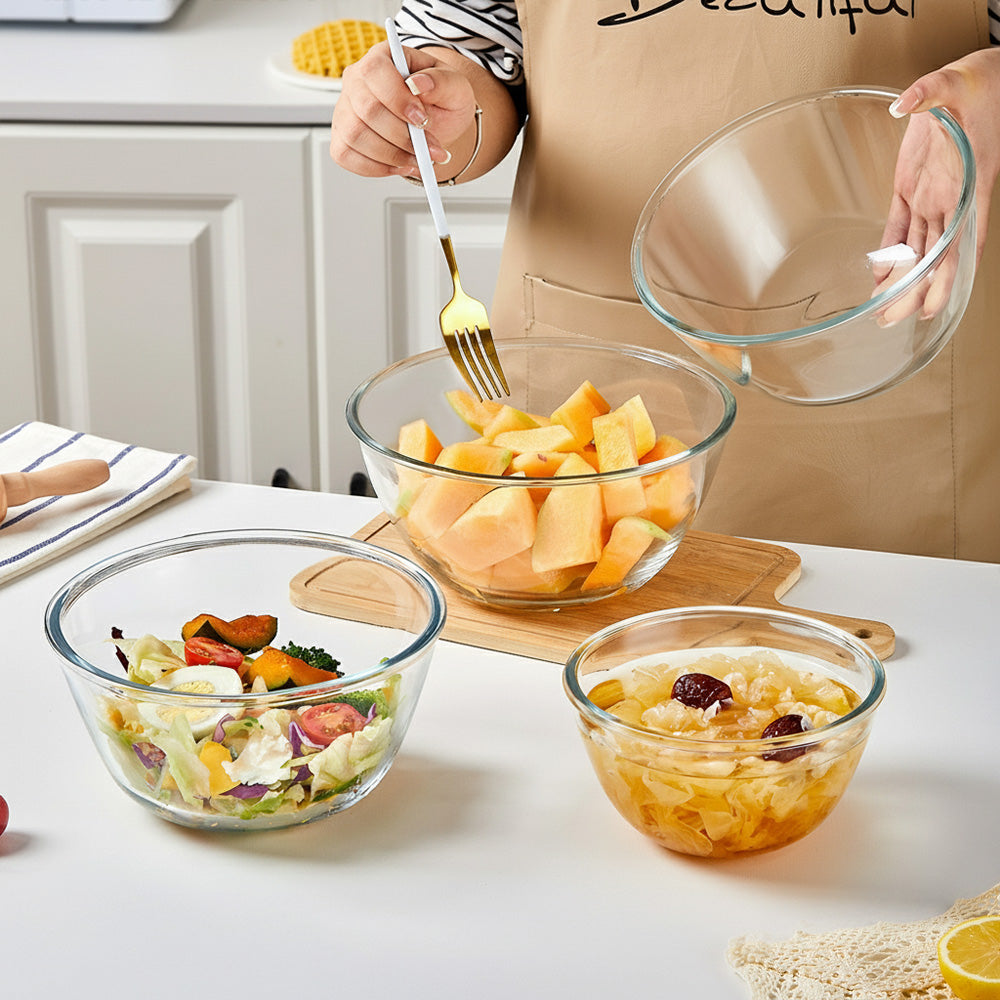 مجموعة أوعية شفافة زجاجية