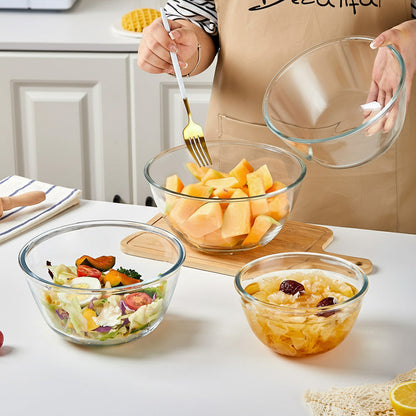 مجموعة أوعية شفافة زجاجية