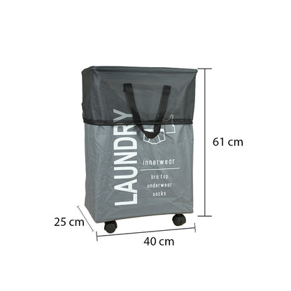 سلة غسيل قابلة للطي مع مقبض وعجلات، موديل: 5