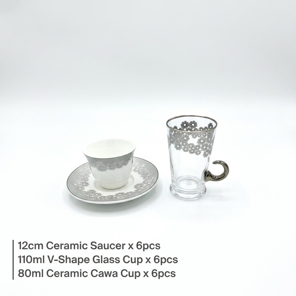 طقم استكانة وفنجان 18قطعة