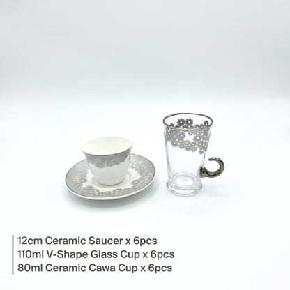 طقم استكانة وفنجان 18قطعة