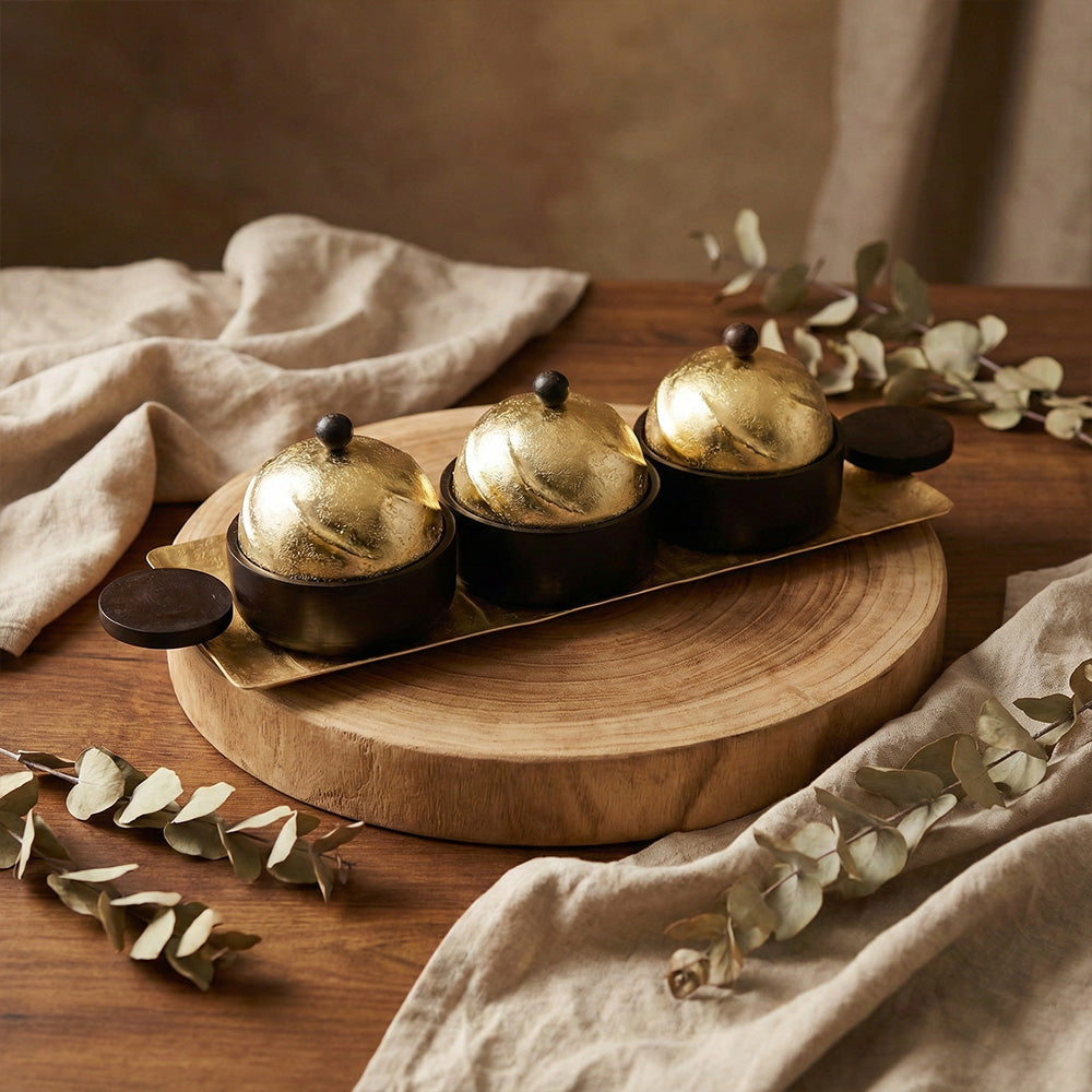 صينية تقديم مستطيلة مع 3 اوعية Alkuwaity Al Awal الكويتي الأول