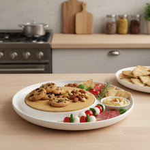 طبق تقديم دائري من الخشب والسيراميك