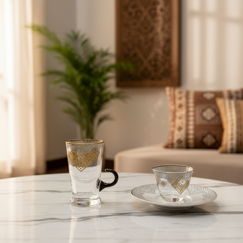 طقم استكانة وفنجان 18قطعة