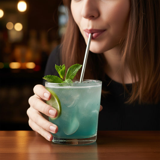 ملعقة قش من الفولاذ المقاوم للصدأ - 2 في 1 قابلة لإعادة الاستخدام