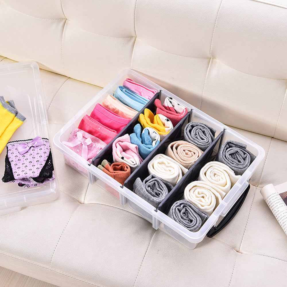 صندوق تخزين شفاف مع 4 فواصل