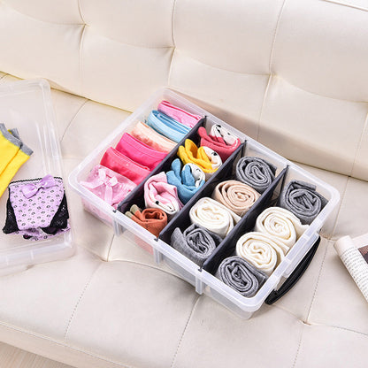 صندوق تخزين شفاف مع 4 فواصل