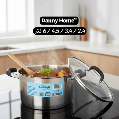 قدر طبخ طويل ستانلس بغطاء