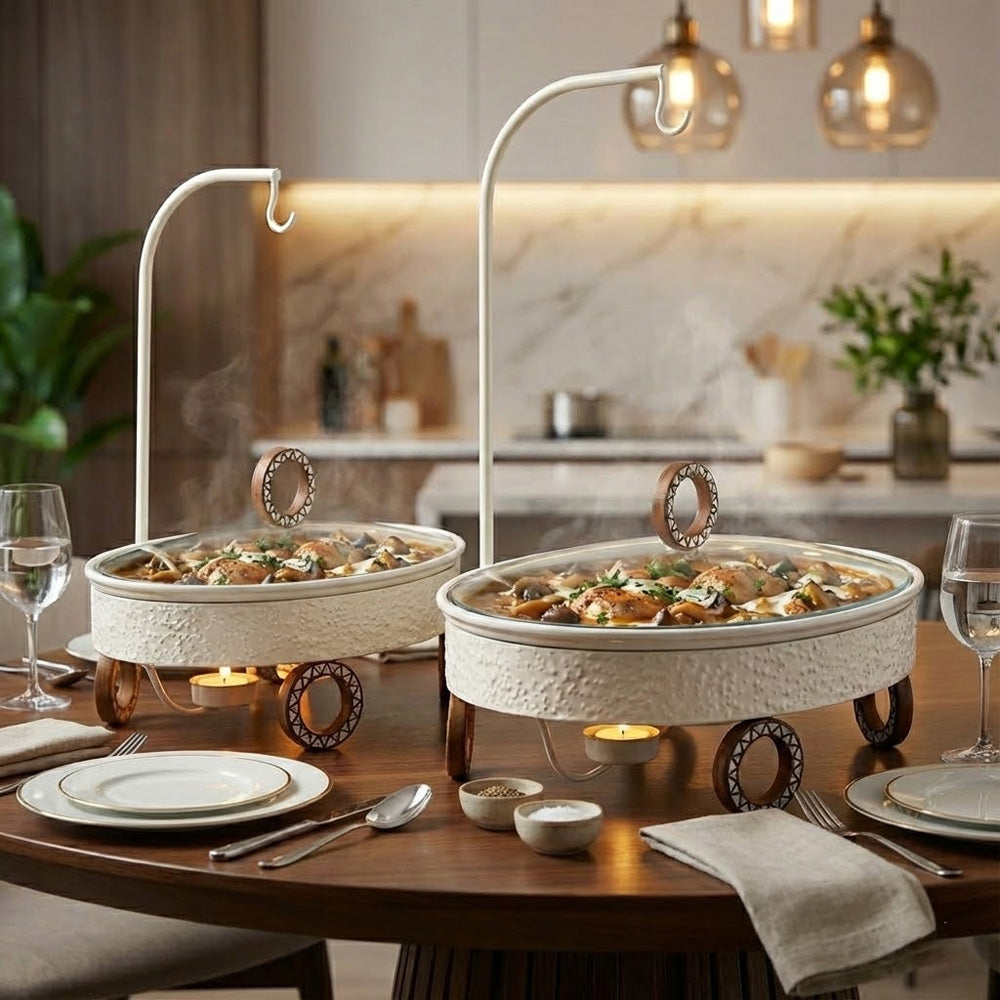 سخان بوفيه بيضاوي الشكل بغطاء معلق - بيج