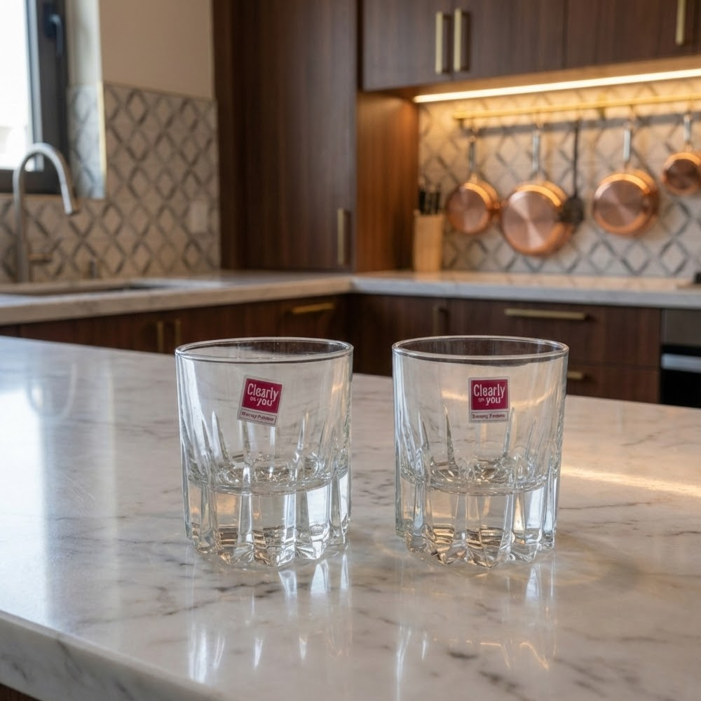 طقم أكواب زجاجية للتقديم 2قطعة