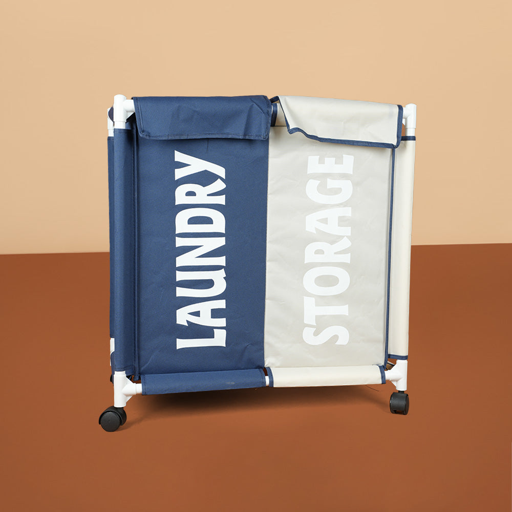 سلة غسيل مكونة من حجرتين مع غطاء