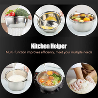 طقم مصفاة وحوض من الفولاذ المقاوم للصدأ (قطعتان)