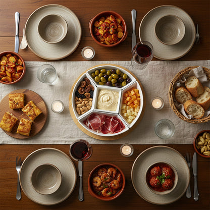 طبق دائري محزز مع ارضية خيرزان