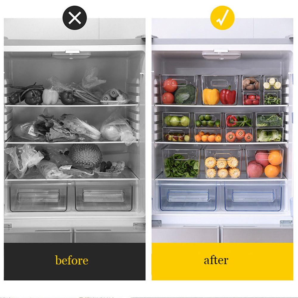 صندوق منظم للثلاجة شفاف قابل للتكديس
