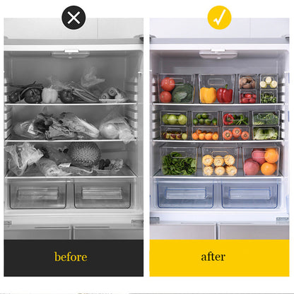صندوق منظم للثلاجة شفاف قابل للتكديس