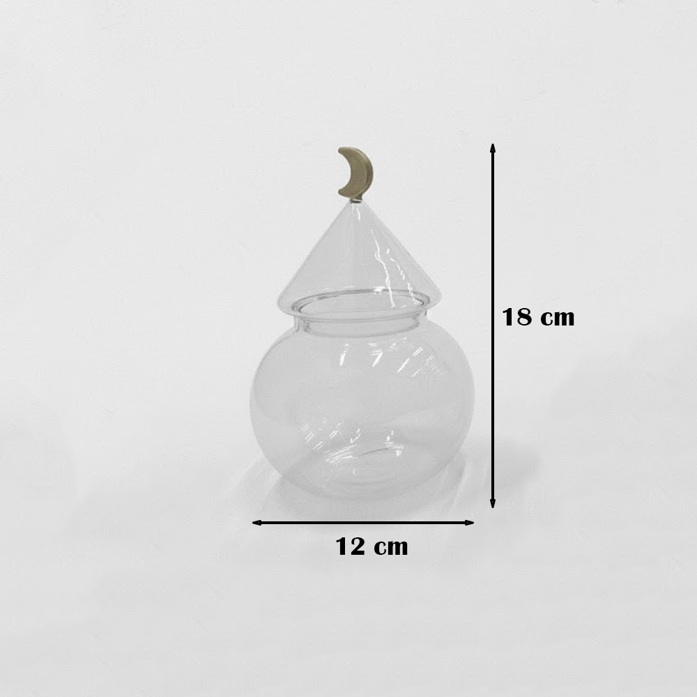 غرشة ضيافة زجاجية بغطاء هلال