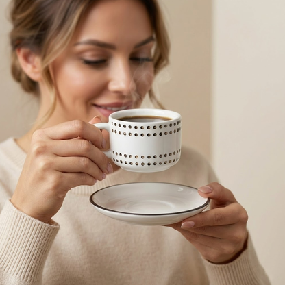 طقم فناجين وصحون قهوة سيراميك 12 قطعة