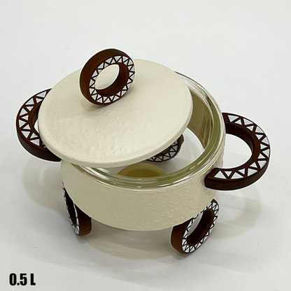 سخان طعام زجاجي دائري صغير 0.5 لتر